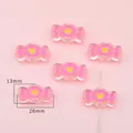Perles en acrylique translucide rose en forme de bonbon avec cœurs pour loisirs créatifs - Bonbon Rose / 26×13mm (4 Pièces/Paquet)
