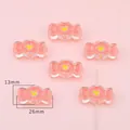 Perles de bonbon roses translucides avec cœur jaune pour loisirs créatifs 26x13mm - Bonbon Vert Bourgeon / 26×13mm (4 Pièces/Paquet)
