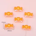 Perles en acrylique de 26mm en forme de bonbon avec cœur pour coques de téléphone DIY - Bonbon Orange / 26×13mm (4 Pièces/Paquet)