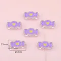 Perle bonbon en acrylique violet avec cœur jaune, 13x26mm pour porte-clés DIY - Bonbon Violet / 26×13mm (4 Pièces/Paquet)