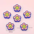 Perles fleurs en acrylique colorées avec sourire pour DIY, 26mm de diamètre - Fleur Bleu Royal / 26mm (4 Pièces/Paquet)