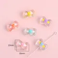 Perles nœuds en acrylique 16x10mm avec cœur pour la création de bijoux DIY - Nœud Papillon Couleurs Mélangées Aléatoires / 10x16mm (10 Pièces/Paquet)