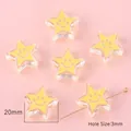 Perles étoiles en acrylique jaune avec visage souriant pour bijoux DIY 20mm - Étoile Jaune / 20x20x8mm (4 Pièces/Paquet)