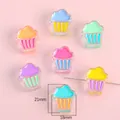 Perles cupcake en résine 21x18mm pour bijoux DIY et accessoires de coque - Glace Couleurs Mélangées Aléatoires / 18x21mm (4 Pièces/Paquet)