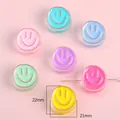 Perles cœur smiley en acrylique 22mm multicolores pour bijoux DIY et coques - Smiley Amusant Couleurs Aléatoires / 21x22mm (4 Pièces/Paquet)