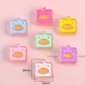 Perles de canard carrées colorées de 24mm en résine pour bijoux DIY et accessoires - Canard Amusant Couleurs Aléatoires / 23x24mm (4 Pièces/Paquet)