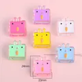 Perles de lapin en acrylique 24mm colorées pour création de bijoux DIY et artisanat - Lapin Amusant Couleurs Aléatoires / 23x24mm (4 Pièces/Paquet)