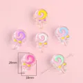 Pendentifs sucettes en acrylique 28mm pour création bijoux DIY et porte-clés mignons - Sucette Couleurs Mélangées Aléatoires / 18x28mm (4 Pièces/Paquet)