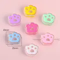 Perles en acrylique en forme de patte de chat colorées pour créations de bijoux DIY - Patte d'Ours Couleurs Aléatoires / 25x23mm (4 Pièces/Paquet)