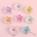 Perles étoiles acryliques 19mm colorées avec sourire pour bijoux DIY et coques - Étoile Couleurs Mélangées / 19mm (4 Pièces/Paquet)