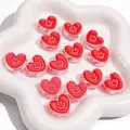 Perles en forme de cœur rouge acrylique avec motif smiley blanc pour création de bijoux - Cœur Rouge / 20x18x8mm (10 Pièces/Paquet)