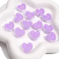 Perles en acrylique cœur violettes avec visage souriant pour création de bijoux DIY - Cœur Violet / 20x18x8mm (10 Pièces/Paquet)