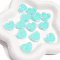 Perles en acrylique cœur vert menthe avec smileys pour la création de bijoux DIY - Cœur Vert / 20x18x8mm (10 Pièces/Paquet)