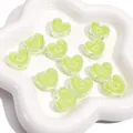 Perles en forme de cœur vert clair avec visage souriant pour création de bijoux DIY - Cœur Vert Jaune / 20x18x8mm (10 Pièces/Paquet)