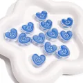 Perle cœur en acrylique bleu avec smiley blanc pour la création de bijoux et porte-clés - Cœur Bleu Royal / 20x18x8mm (10 Pièces/Paquet)