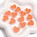 Perles en forme de cœur orange avec motif smiley pour création de bijoux DIY - Cœur Orange / 20x18x8mm (10 Pièces/Paquet)