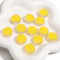 Perles smiley en acrylique transparent dans un plat de fleurs blanc pour bijoux DIY - Rond Jaune / 20mm Épaisseur 8mm (10 Pièces/Paquet)