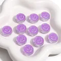 Perles rondes plates violettes en acrylique avec visage souriant pour bijoux DIY - Rond Violet / 20mm Épaisseur 8mm (10 Pièces/Paquet)