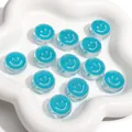 Perles rondes en acrylique bleu avec visages souriants blancs pour création DIY - Rond Bleu Paon / 20mm Épaisseur 8mm (10 Pièces/Paquet)