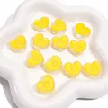 Perles en cœur acryliques jaunes avec visages souriants pour bijoux et porte-clés - Cœur Jaune / 20x18x8mm (10 Pièces/Paquet)