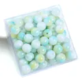 Teal and yellow marble textured glass beads for DIY jewelry making in storage box - 8mm (50pcs/Pack) / Yellow Blue