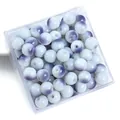 DIY round glass beads with purple gradient paint and spray ink finish in a clear box - 8mm (50pcs/Pack) / Deep Blue Purple