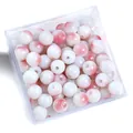 DIY round glass beads featuring a pink peach gradient finish in a clear acrylic box - 8mm (50pcs/Pack) / Pink