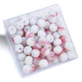 Pink gradient round glass beads for DIY jewelry making stored in a square clear box - 8mm (50pcs/Pack) / Dusty Pink
