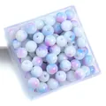 Polished porcelain white and blue-purple gradient round beads for DIY jewelry making - 8mm (50pcs/Pack) / Violet Blue