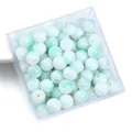 Light green and white two-tone glass beads in a clear box for DIY jewelry making - 8mm (50pcs/Pack) / Green