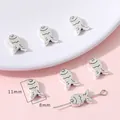 Cuenta de pez de aleación plata antigua 11x8mm para creación de joyas DIY y artesanías - Pez / Juego de 20 Piezas