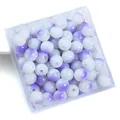DIY purple and white gradient round glass beads in a transparent plastic square box - 8mm (50pcs/Pack) / Violet