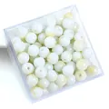 Milk white round beads for DIY jewelry making in a transparent storage box - 8mm (50pcs/Pack) / Yellow