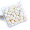 DIY round glass beads in milky white and soft orange finish for jewelry making - 8mm (50pcs/Pack) / Apricot