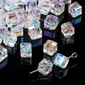 Faceted AB crystal glass cube beads with holographic finish for DIY jewelry making - Diagonal Bead Style