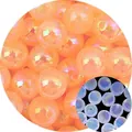 Primo piano di perle acriliche luminose rotonde con finitura AB per creazione gioielli - 12mm / 5 Pezzi / Rosa arancione