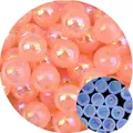 Detail of orange and blue iridescent acrylic beads with luminous glow effect for jewelry DIY - 12mm / 10 Pieces Pack / Deep Pink