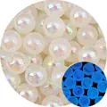 Luminous acrylic beads with iridescent finish for DIY bracelets and necklaces - 12mm / 10 Pieces Pack / White
