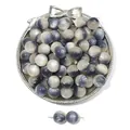 Dual-tone blue and cream resin cat-eye beads with a pearlescent finish for DIY jewelry - Blue Gray