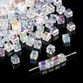 AB color transparent glass cube crystal beads for DIY jewelry and necklace crafts - Cube Style 1