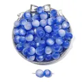 Blue resin cat eye effect round beads for DIY jewelry making and bracelet accessories - Blue & White