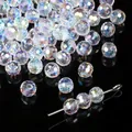 Faceted AB clear crystal glass heart beads for DIY handmade jewelry bracelets - Faceted Ball Style 1