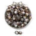 Two-tone resin cat-eye round beads with metallic luster for DIY jewelry making - Coffee Gray