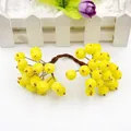 Bacche gialle artificiali con texture smerigliata e steli di filo per fiori fai-da-te - Diametro bacca 12mm, Gambo 13cm, 40 teste/20 steli / Giallo