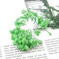 Stami di fiori artificiali verdi con steli in filo bianco per creazioni floreali fai da te - Stame a Grappolo di Particelle di Schiuma Verde