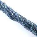 Strands of deep blue faceted bicone crystal glass beads for DIY jewelry making - 4mm (Approx. 80-85 pcs/strand) / Plated Ink Blue