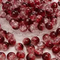 Deep red crackle glass beads with internal ice texture for DIY jewelry making - Diameter 8mm (50pcs/Strand) / Burgundy