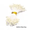 Beige 3x60mm künstliche Blütenstempel für DIY Kopfschmuck mit Goldband, 90 Stück - Perlmutt-Blütenstempel 3mm Länge 60mm
