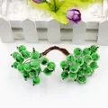 Bacche verdi artificiali ghiacciate per accessori per capelli e decorazioni fai-da-te - Diametro bacca 12mm, Gambo 13cm, 40 teste/20 steli / Verde