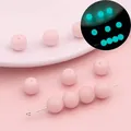 Luminous pink acrylic beads for DIY jewelry with dark glow effect comparison view - Small Size Style (BBD204) / Pink
